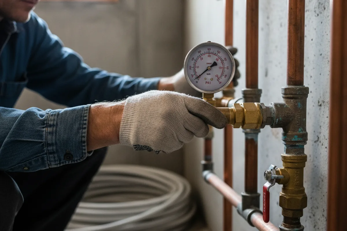 Pressure testing a repaired line during Water Line Repair in Webster